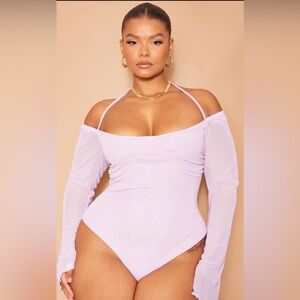 Lilac Mesh Sleeve Bodysuit